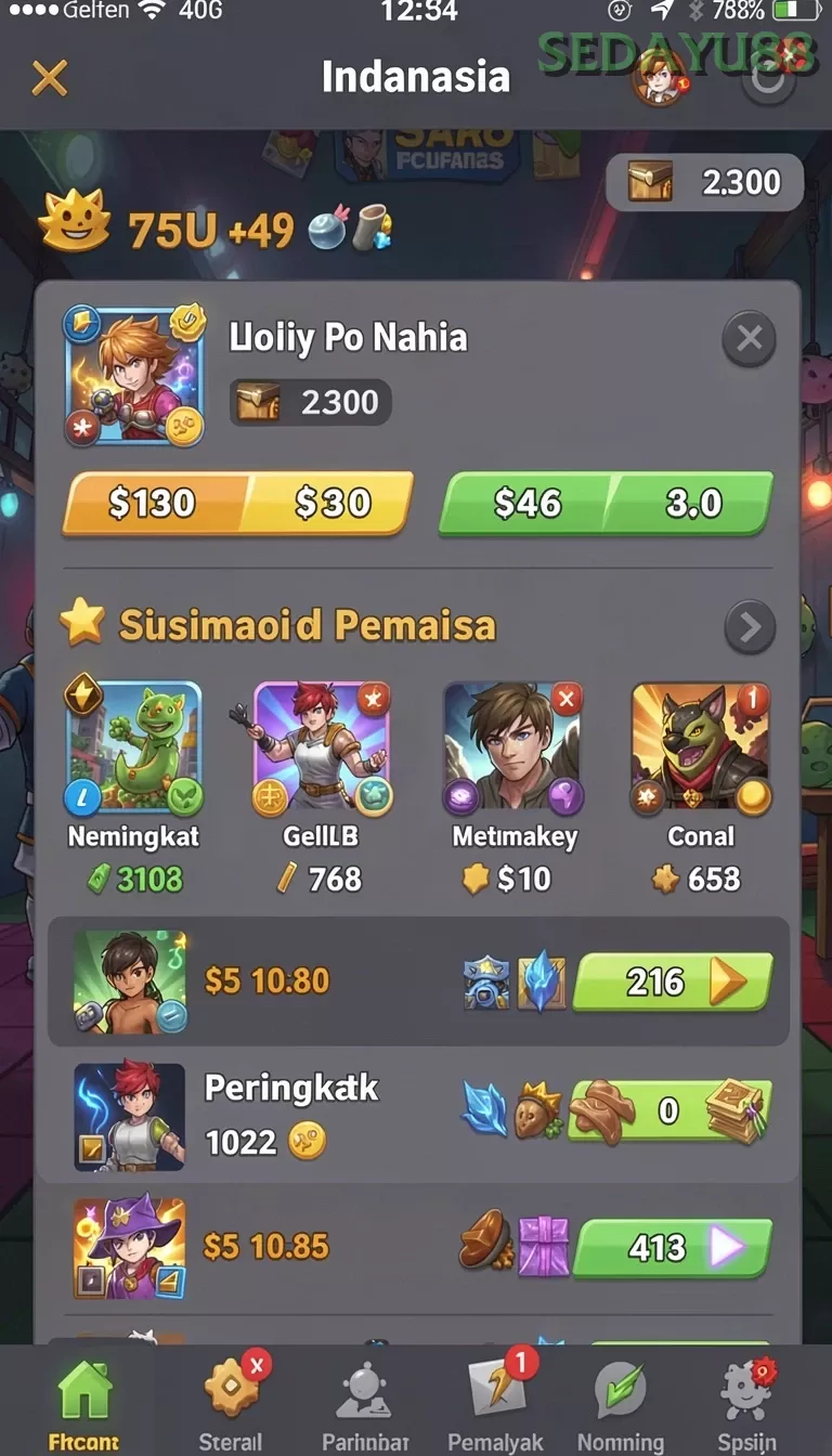 Cuplikan layar MEGA777 — menu navigasi