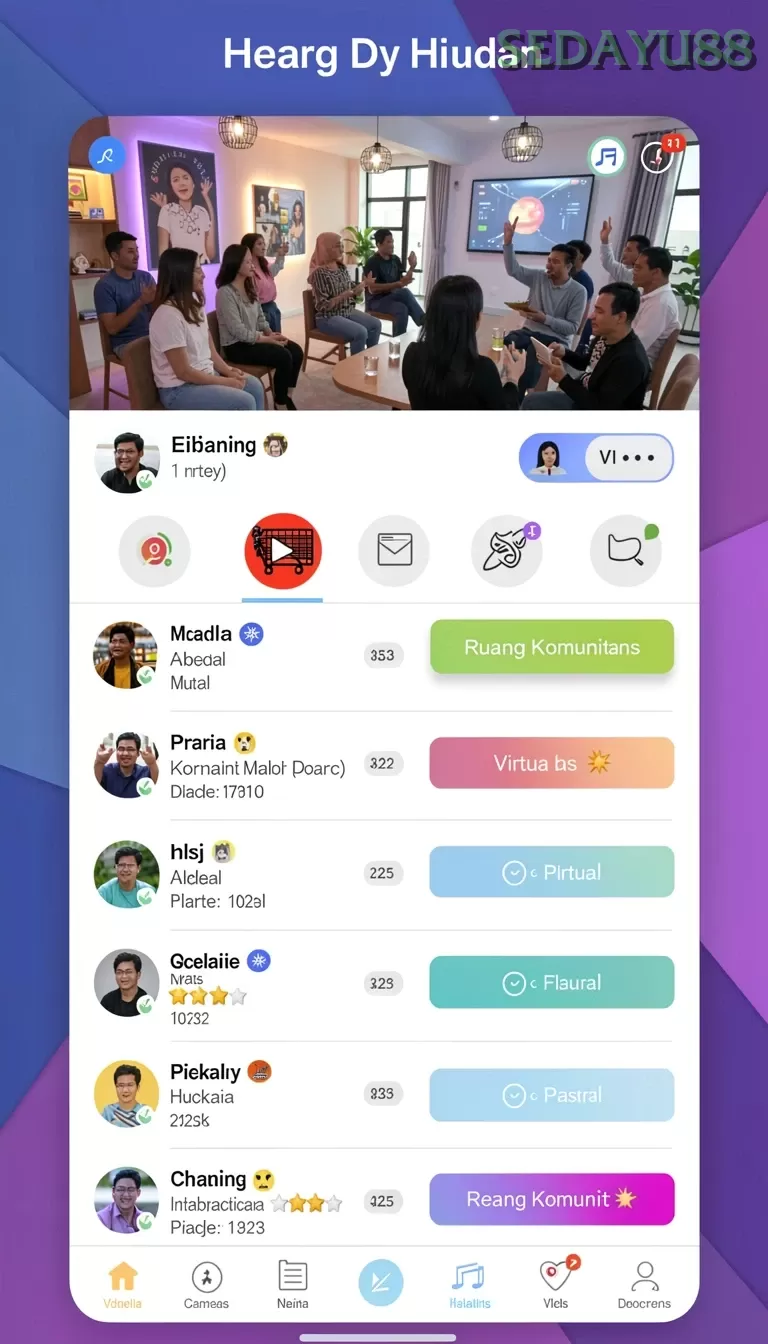 Cuplikan layar 62VIP — menu navigasi